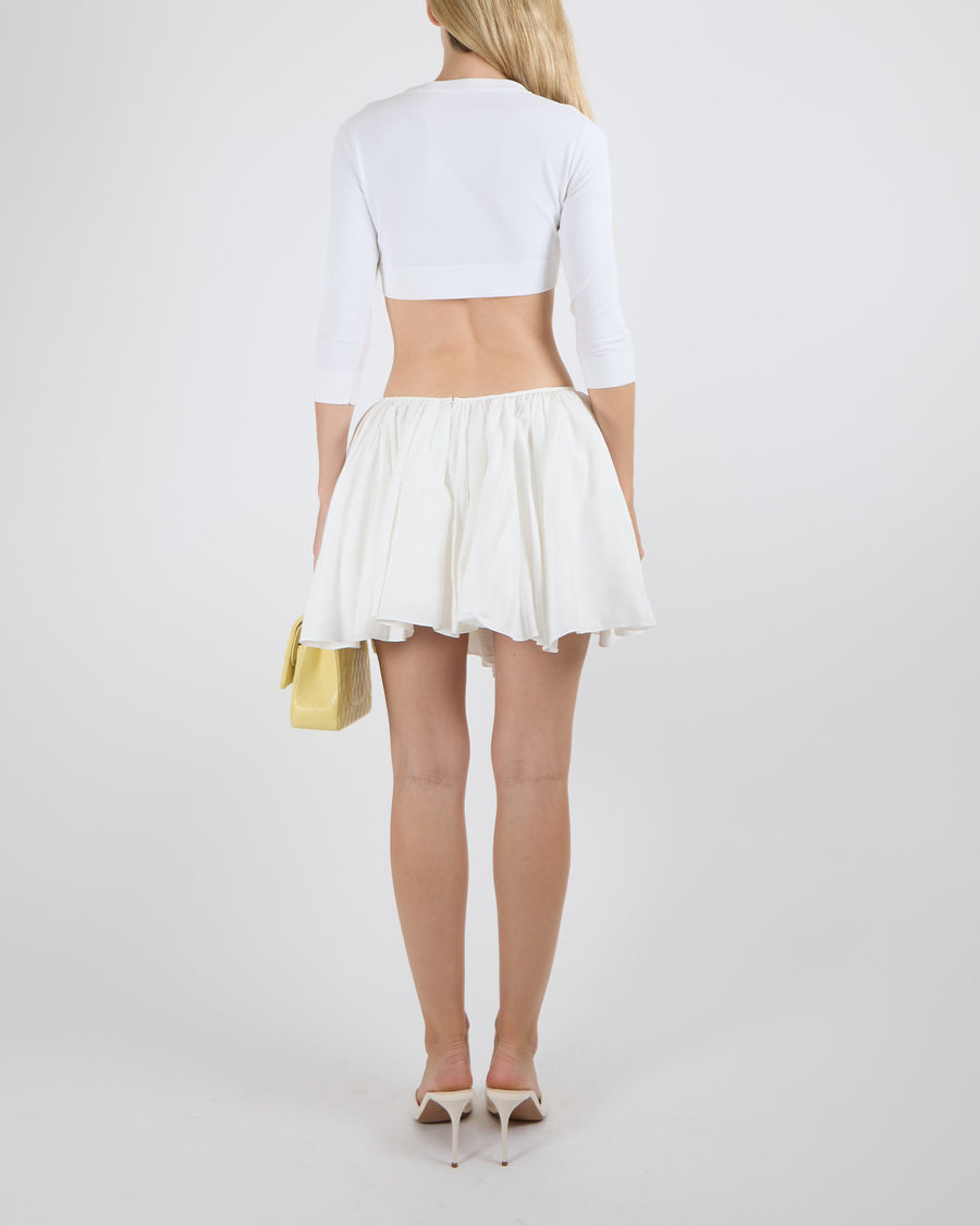 Alaïa White Mid-Sleeved Cropped Cardigan with Buttons Size FR 38 (UK 10)
