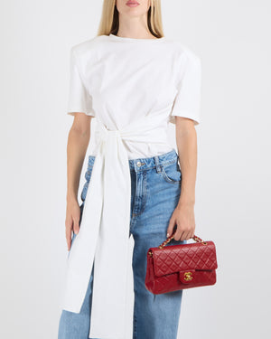 Magda Butrym White Long-Sleeve Bodysuit with Belt Detail Size FR 36 (UK 8)