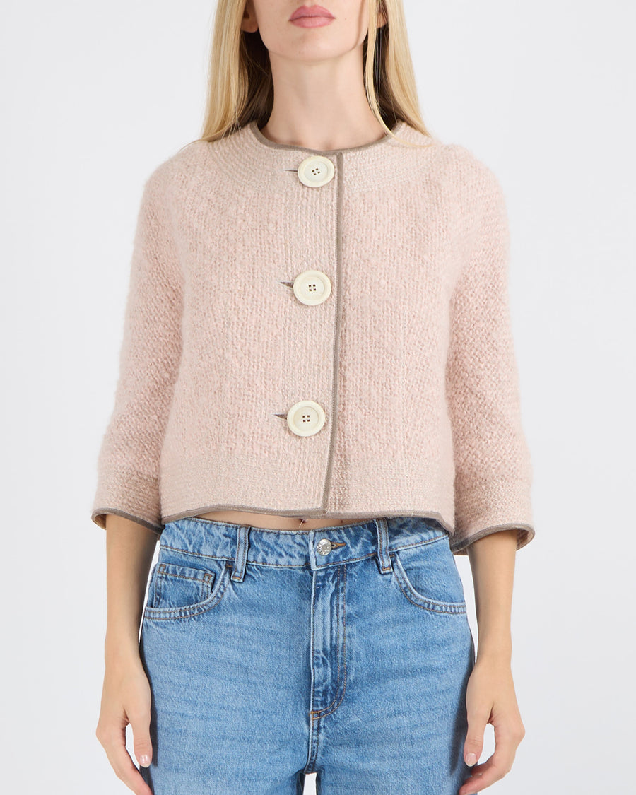 Louis Vuitton Pink Wool Tweed Jacket with Gold Detailing Size FR 38 (UK 10)