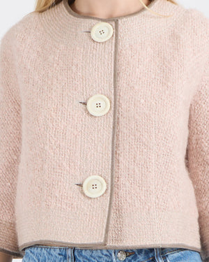 Louis Vuitton Pink Wool Tweed Jacket with Gold Detailing Size FR 38 (UK 10)