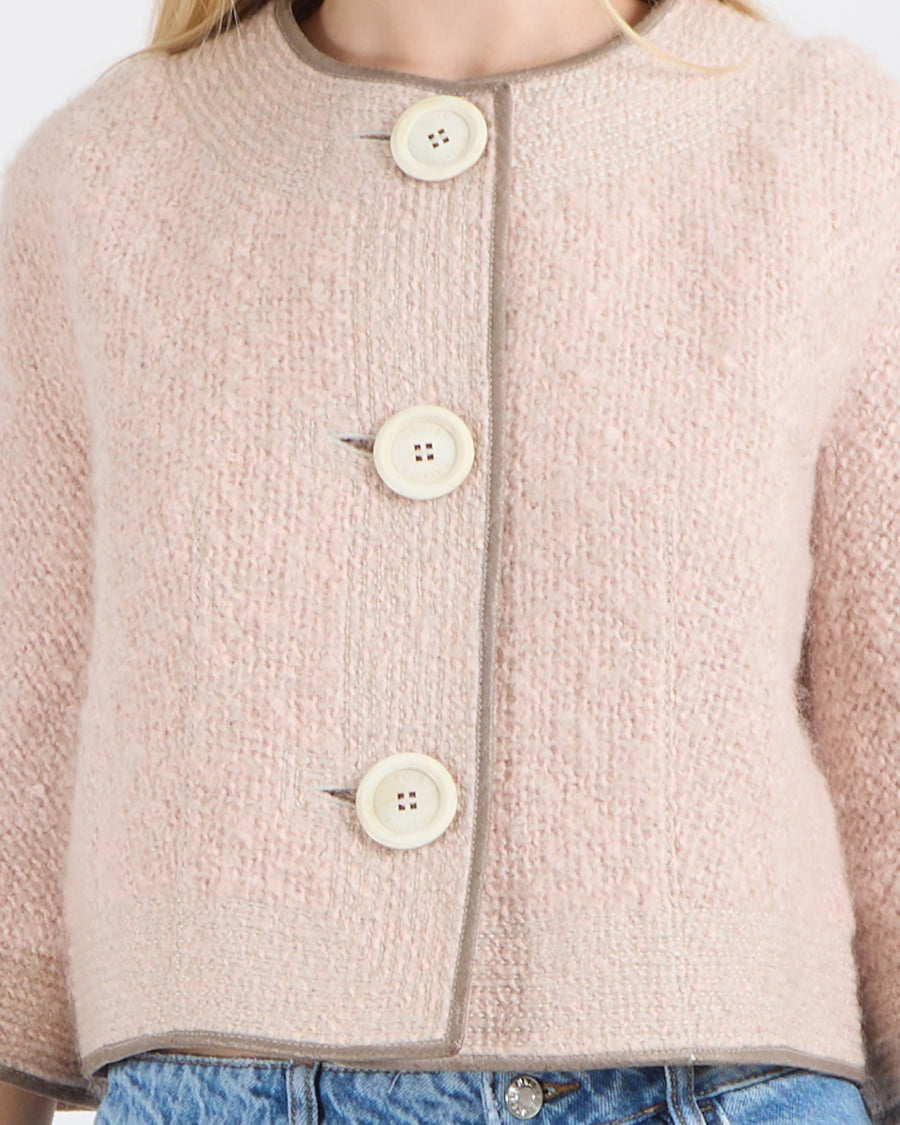 Louis Vuitton Pink Wool Tweed Jacket with Gold Detailing Size FR 38 (UK 10)