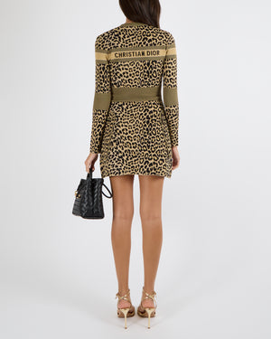 Christian Dior Beige and Black Leopard Print Mini Dress with Back Logo Sellier Christian Dior Beige and Black Leopard Print Mini Dress with Back Logo Sellier