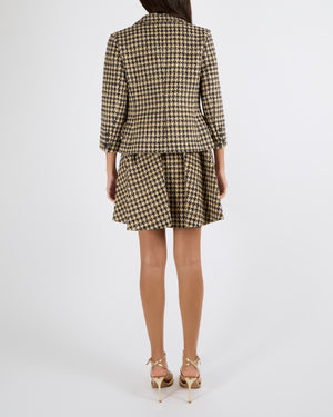 Christian Dior Spring 2020 Runway Beige and Black Silk Houndstooth Double-Breasted Blazer Jacket Size FR 36 (UK 8) RRP £3,500