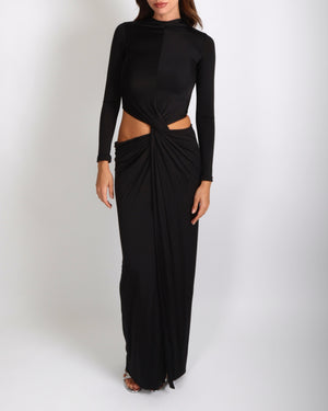 Cult Gaia Keri Gown in Black with Side Cut-Outs and Front Drape Detail Size XXS (UK 4) RRP £870
