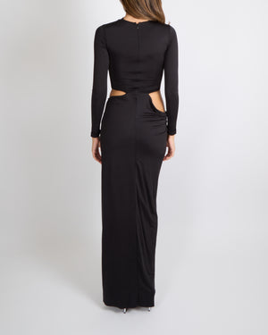 Cult Gaia Keri Gown in Black with Side Cut-Outs and Front Drape Detail Size XXS (UK 4) RRP £870