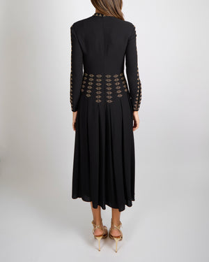 Valentino Black Silk Maxi Dress with Gold Studs Embellishments Size IT 40 (UK 8)&nbsp;