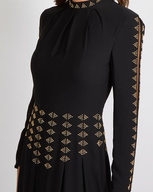 Valentino Black Silk Maxi Dress with Gold Studs Embellishments Size IT 40 (UK 8)&nbsp;