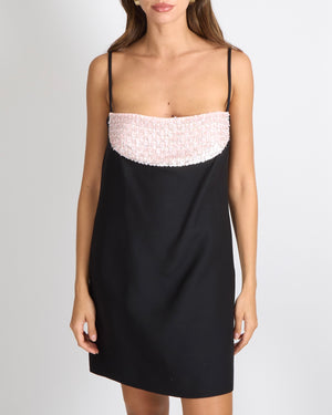 Valentino Black Mini Dress with Pink and Gold Sequin Embellishments Size IT 42 (UK 10)