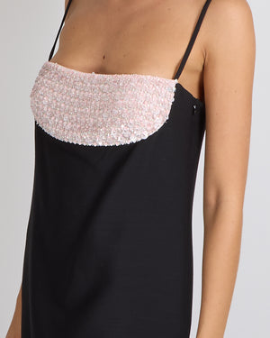Valentino Black Mini Dress with Pink and Gold Sequin Embellishments Size IT 42 (UK 10)