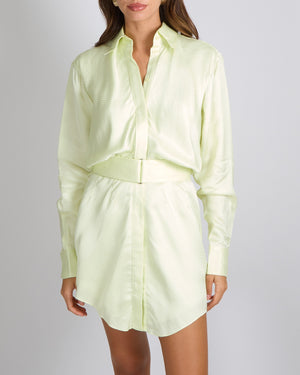 Brandon Maxwell Lime Yellow Belter Shirt Mini Dress Size US 2 (UK 6)
