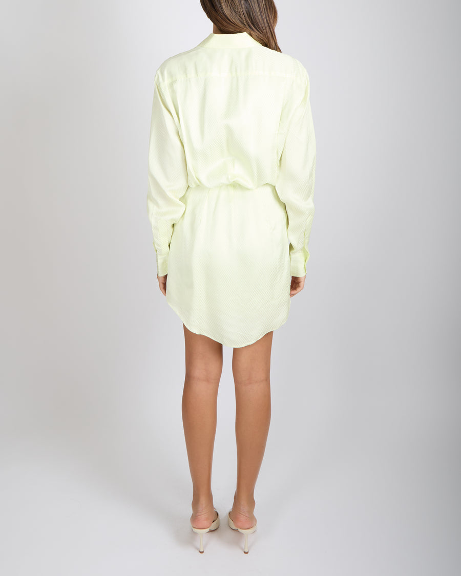 Brandon Maxwell Lime Yellow Belter Shirt Mini Dress Size US 2 (UK 6)