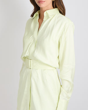 Brandon Maxwell Lime Yellow Belter Shirt Mini Dress Size US 2 (UK 6)