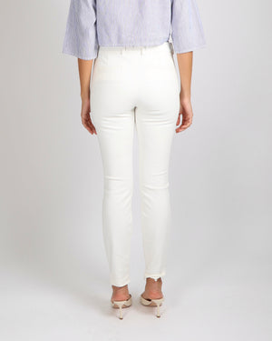 Loro Piana White Straight Leg Trousers with Ankle Zipper Details Size IT 40 (UK 8)