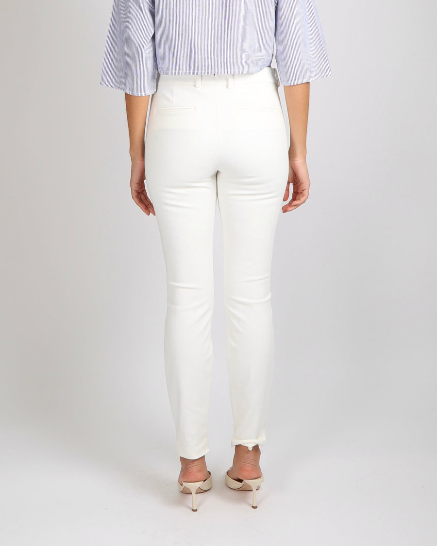 Loro Piana White Straight Leg Trousers with Ankle Zipper Details Size IT 40 (UK 8)
