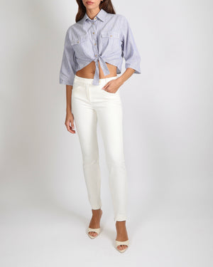 Loro Piana White Straight Leg Trousers with Ankle Zipper Details Size IT 40 (UK 8)