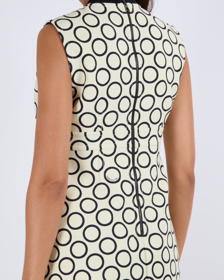 Louis Vuitton Cream & Black Geometric Pattern Dress FR 38 (UK 10)