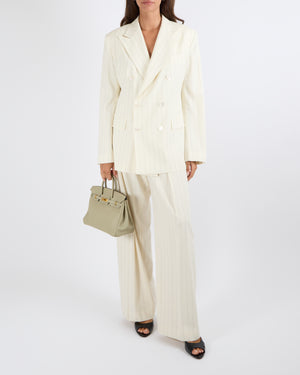Ralph Lauren Purple Label White Striped Blazer Jacket and Trousers Set Size US 4/10 (UK 8/14) RRP £900