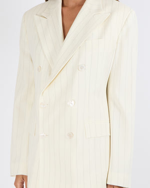 Ralph Lauren Purple Label White Striped Blazer Jacket and Trousers Set Size US 4/10 (UK 8/14) RRP £900