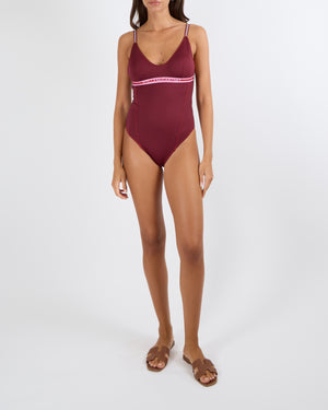 Stella McCartney Burgundy One-Piece Swimsuit with Logo Size M (UK 10)