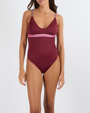Stella McCartney Burgundy One-Piece Swimsuit with Logo Size M (UK 10)