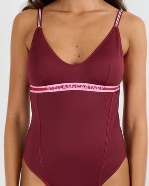 Stella McCartney Burgundy One-Piece Swimsuit with Logo Size M (UK 10)