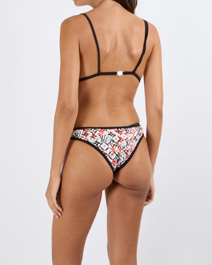 Louis Vuitton White Two-Piece Bikini Set with Black and Red Monogram Prints and Black Trims Size FR 38 (UK 10)