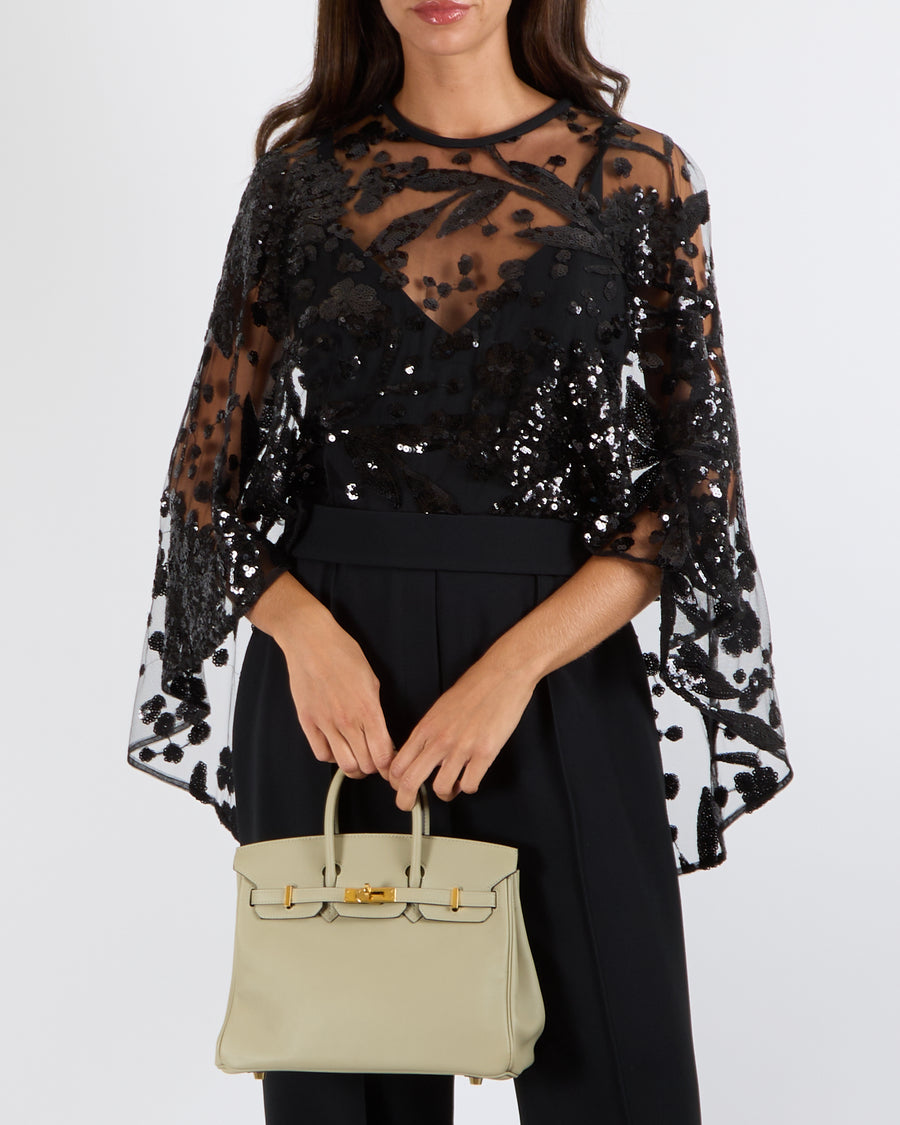 Elie Saab Black Jumpsuit with Sequin Embroidered Cape Detail Size FR 38 (UK 10) RRP £5,900