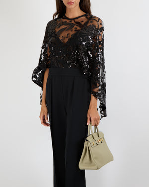 Elie Saab Black Jumpsuit with Sequin Embroidered Cape Detail Size FR 38 (UK 10) RRP £5,900