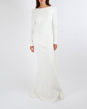 Elie Saab White Draped Cady Gown Dress with Backless Detail Size FR 40 (UK 12) RRP £2,950
