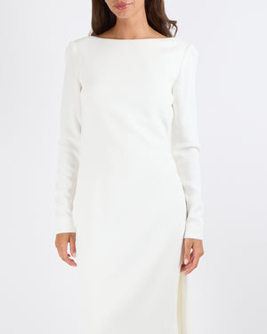 Elie Saab White Draped Cady Gown Dress with Backless Detail Size FR 40 (UK 12) RRP £2,950