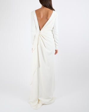 Elie Saab White Draped Cady Gown Dress with Backless Detail Size FR 40 (UK 12) RRP £2,950