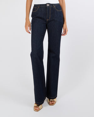 Alexander Mcqueen Indigo Blue Denim Straight-Leg Jeans with Back Logo Detail Size FR 38 (UK 10) RRP £700