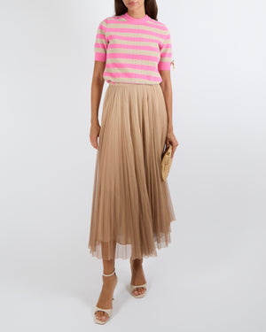 Christian Dior Beige Silk Tulle Pleated Maxi Skirt Size FR 36 (UK 8) RRP £2,900
