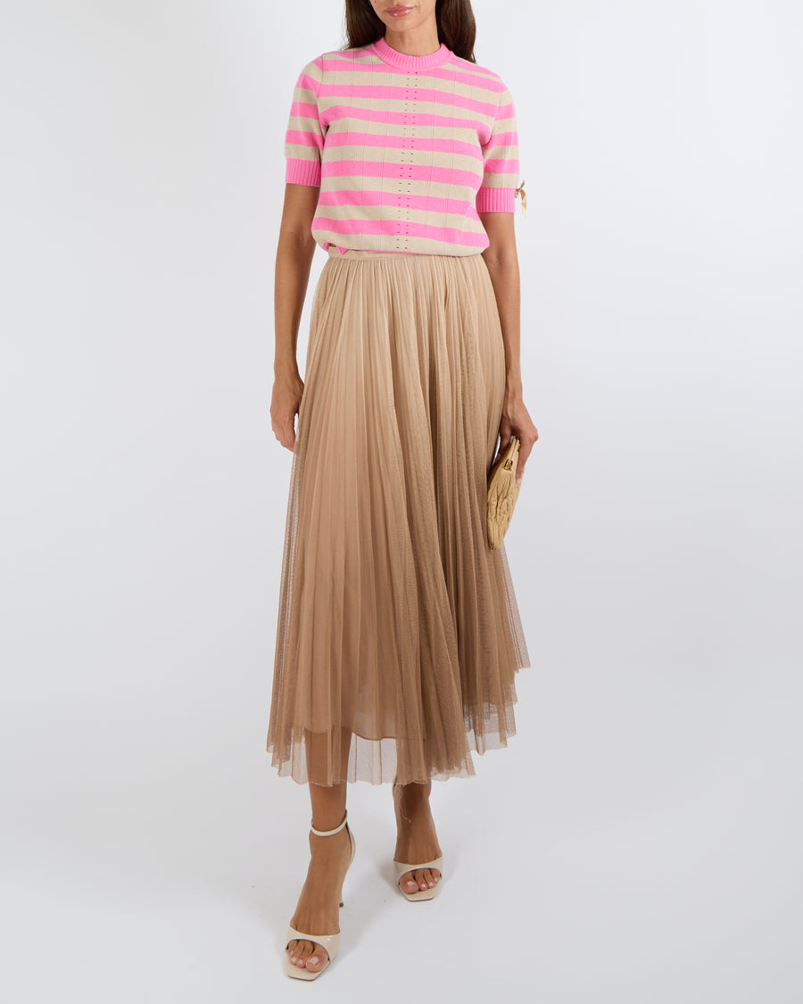 Christian Dior Beige Silk Tulle Pleated Maxi Skirt Size FR 36 (UK 8) RRP £2,900