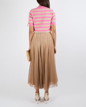 Christian Dior Beige Silk Tulle Pleated Maxi Skirt Size FR 36 (UK 8) RRP £2,900