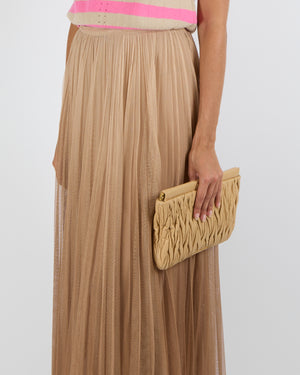 Christian Dior Beige Silk Tulle Pleated Maxi Skirt Size FR 36 (UK 8) RRP £2,900
