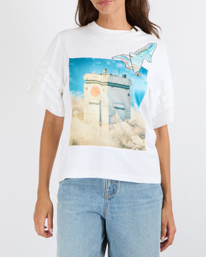 Louis Vuitton White Short-Sleeved T-Shirt with City Guide Print and LV Logo Detail with Textured Plain Print Size XS (UK 6)