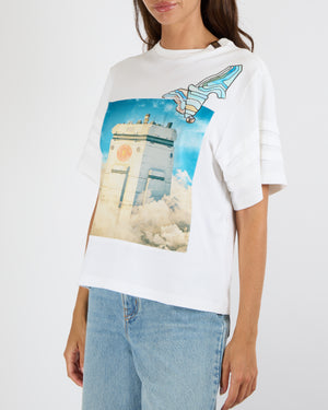 Louis Vuitton White Short-Sleeved T-Shirt with City Guide Print and LV Logo Detail with Textured Plain Print Size XS (UK 6)