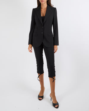 Dolce & Gabbana Black Wool Blazer Jacket with Double Pocket Detail Size IT 40 (UK 8)