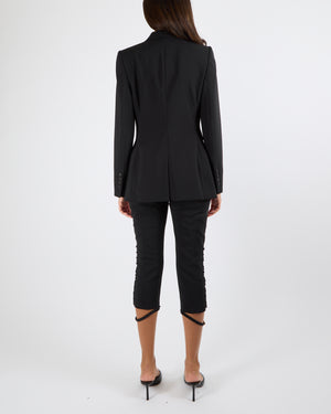 Dolce & Gabbana Black Wool Blazer Jacket with Double Pocket Detail Size IT 40 (UK 8)