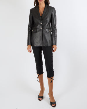 Versace Black Leather Blazer Jacket with Silver Medusa Buttons Size IT 40 (UK 8) RRP £4,200
