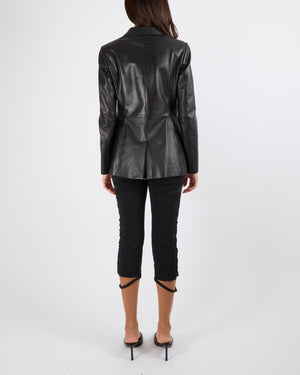 Versace Black Leather Blazer Jacket with Silver Medusa Buttons Size IT 40 (UK 8) RRP £4,200