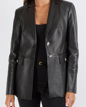 Versace Black Leather Blazer Jacket with Silver Medusa Buttons Size IT 40 (UK 8) RRP £4,200