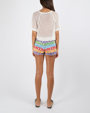 Missoni Mare Multi-Colour Logo Printed Mini Shorts with Stripes Size IT 40 (UK 8)