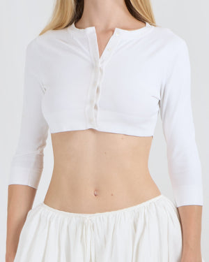 Alaïa White Mid-Sleeved Cropped Cardigan with Buttons Size FR 38 (UK 10)
