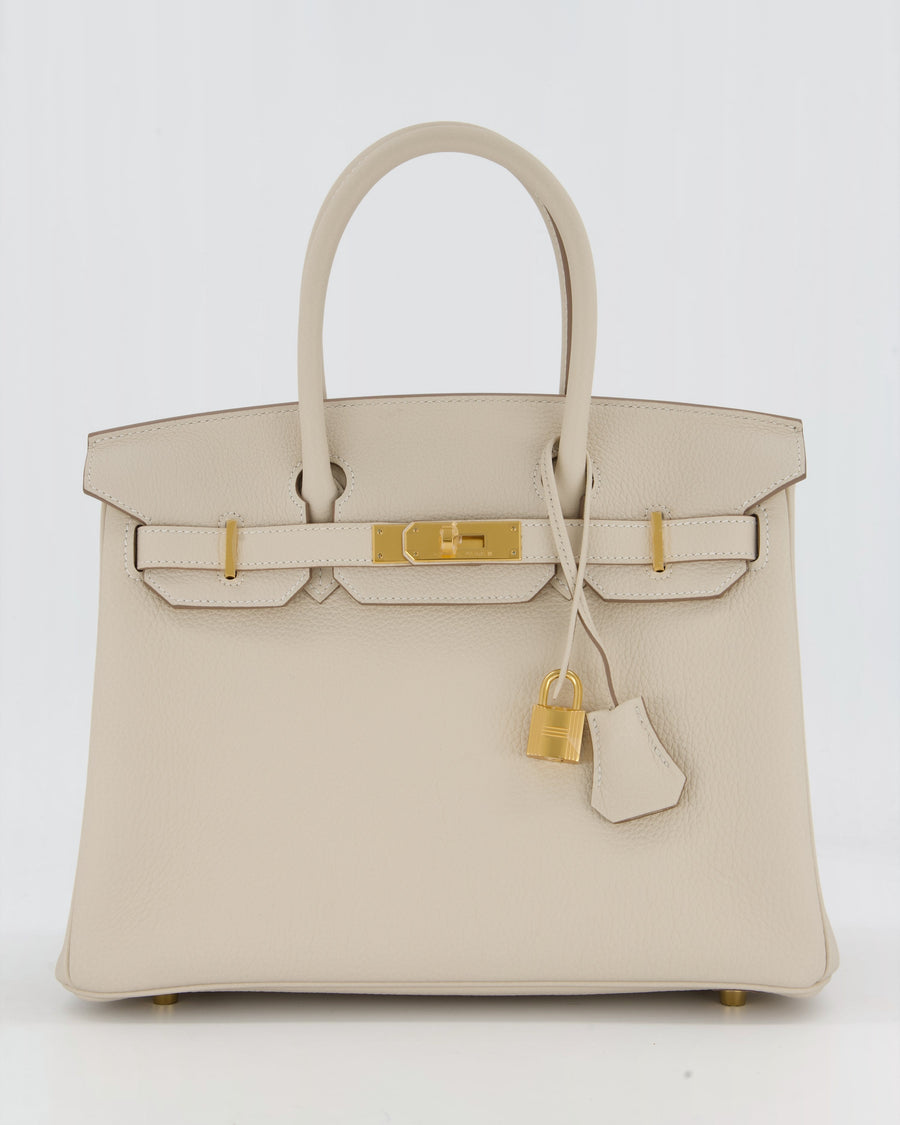 Hermès Birkin 30 Retourne Bag in Craie Togo Leather with Gold Hardware
