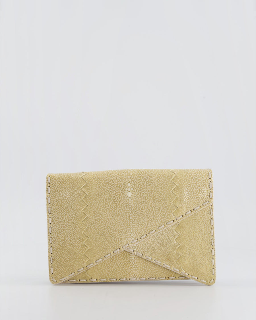 Bottega Veneta Beige Stingray Envelope Double Flap Clutch Bag