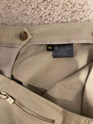 Loro Piana Beige Straight Leg Trousers with Zip Details Size IT 46 (UK 14) RRP £1,250