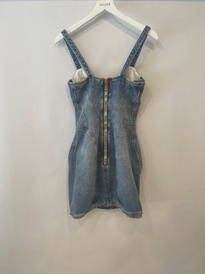 Balmain Denim Mini Dress with Silver and Gold Buttons Size FR 36 (UK 8)