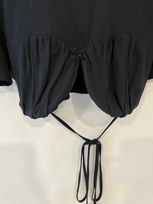 Jacquemus Black Cropped Le T-Shirt Baci with Strings Detail Size M (UK 10)
